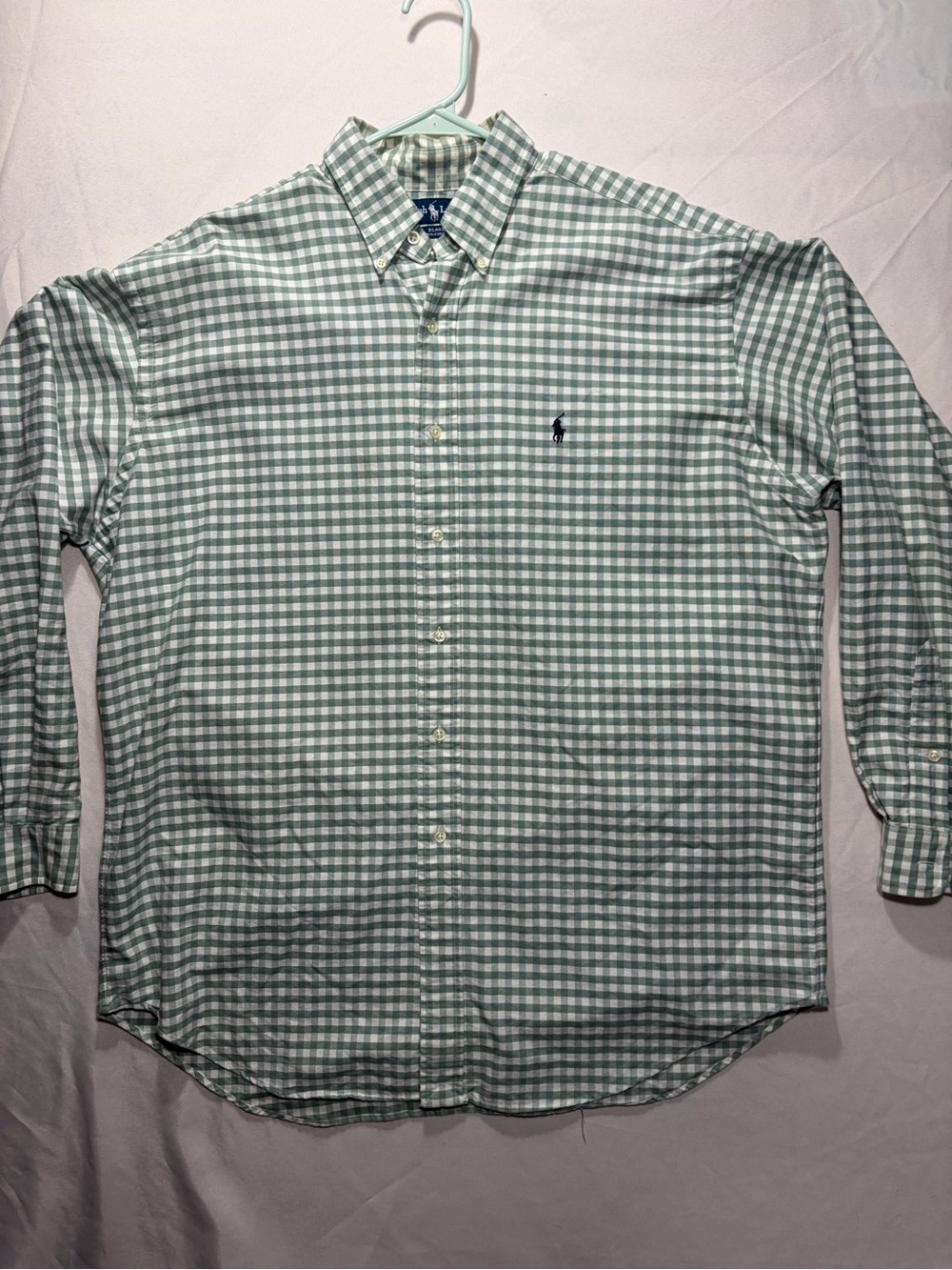 Ralph Lauren Green and White Gingham Button-Down Shirt
